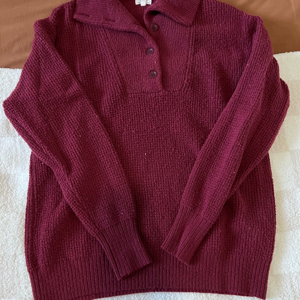 Aerie Deep Red Cowl Neck Sweater